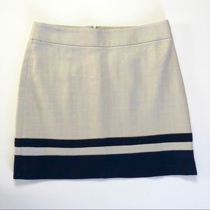 LOFT Ann Taylor Cream and Navy Linen blend Skirt